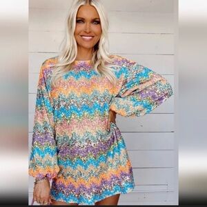Show Me Your Mumu Multicolor Zig Zag Knit Dress – Size M